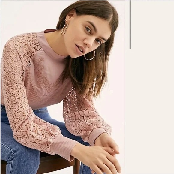 Free People Sweetest Thing Rose Embroidered Thermal Top - Picture 2 of 11